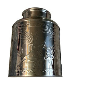 Tea Coffee Can Lid Can Storage Metal Silver Vintage